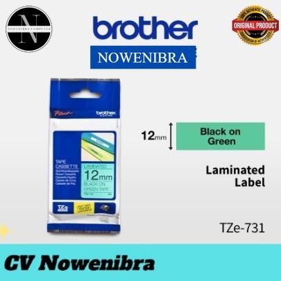 

Brother Label Tape TZE-731 12mm x 8m Laminated Tape Black On Green - Black On Green