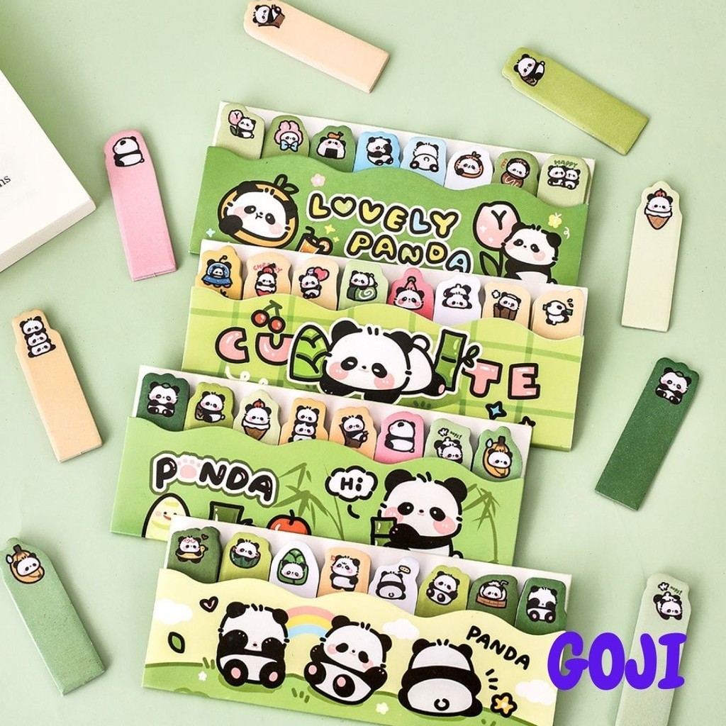 

GOJI Sticky Notes Memo Pad Isi 120 Lembar 8in1 Penanda Halaman Buku Kertas Catatan Tempel Panda Lucu MO