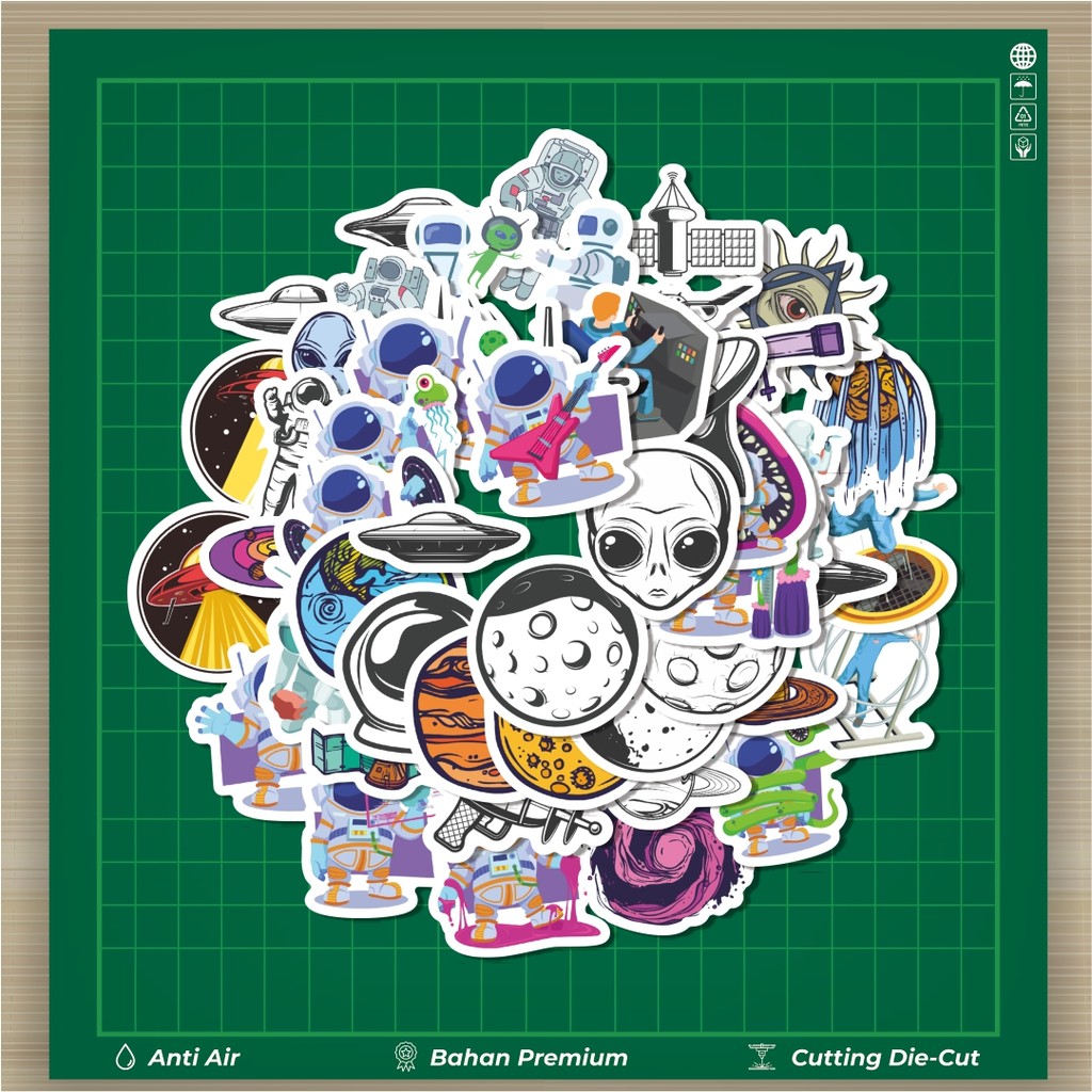 

HOT 50 PCS STIKER Stiker Kartun UFO Alien Astronot Roket Luar Angkasa Stiker Fashion Cars Decal Dingin Kartu Album Custom Vinyl Anti Air- Sticker Aesthetic Buku Journal Koper Casing HP Tablet Laptop Helm Motor Botol Minum