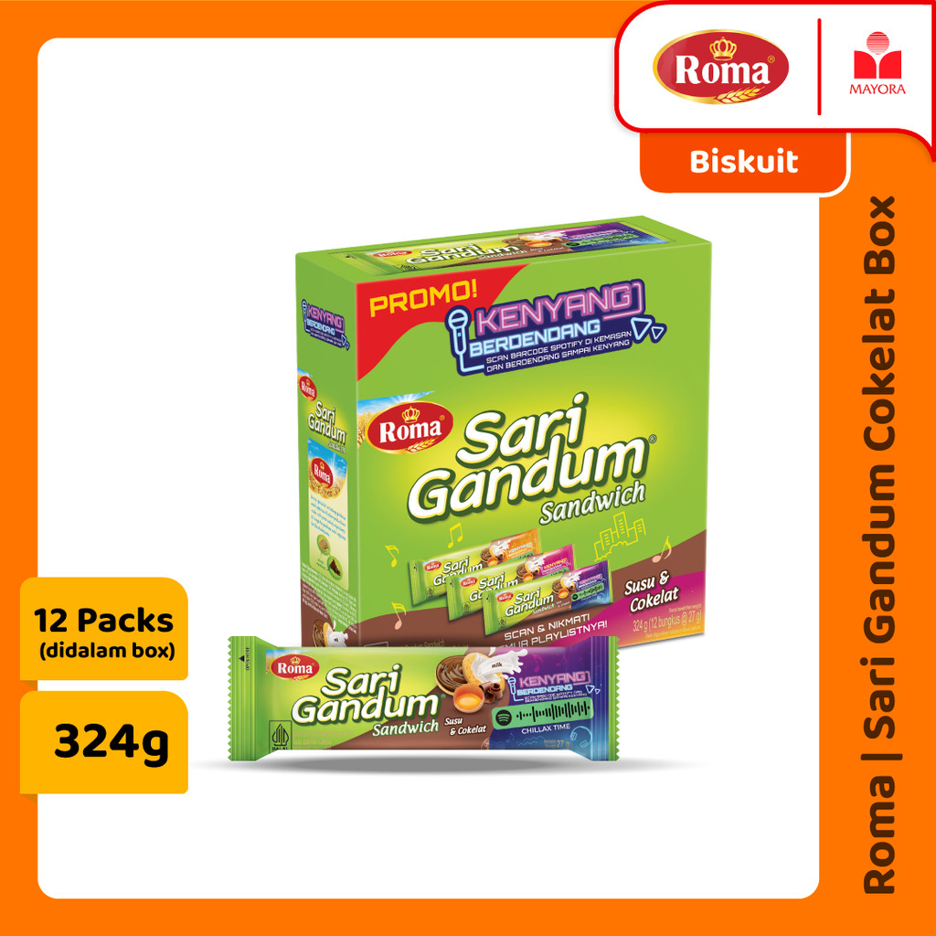 

Roma Sari Gandum Cokelat Box 12 Sachet