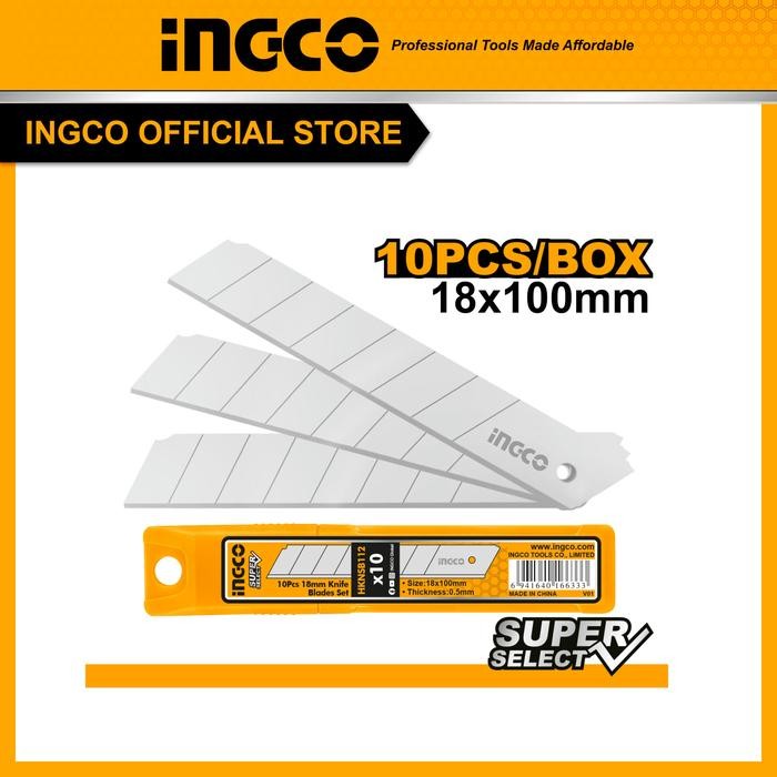 

10Pcs Box Cutter Blade (18mm SK5) Refill Isi Mata Besar INGCO HKNSB112