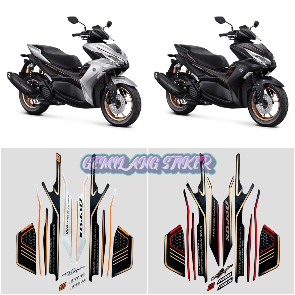 Striping Sticker Motor Yamaha Aerox 155 ABS Connected 2023 Hitam Silver Fullset Berkualitas