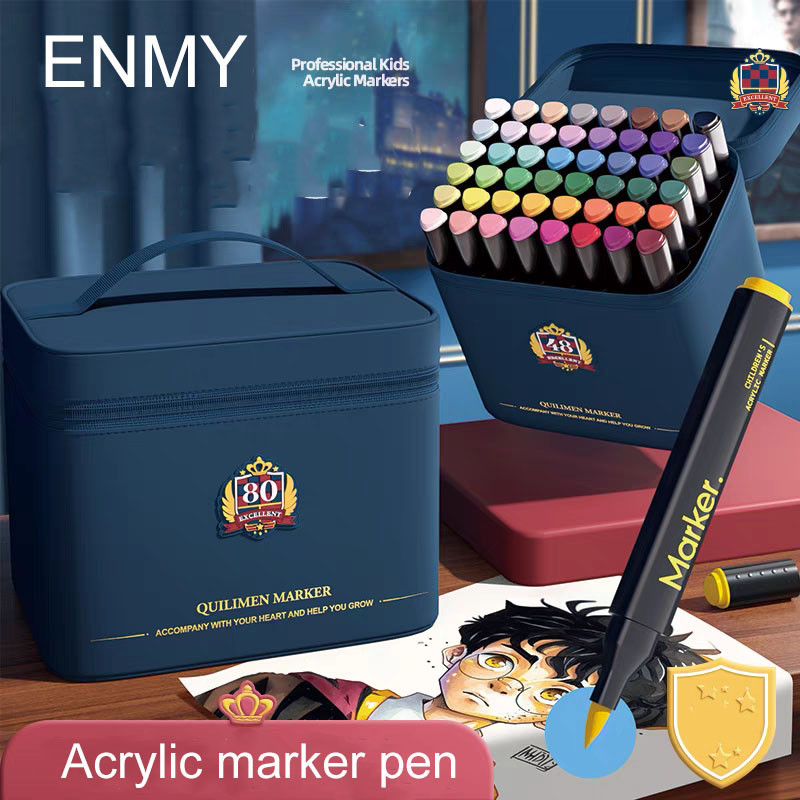 

ENMY Acrylic Marker 80 Warna Tas Gaya Akademik Kain spidol warna spidol putih permanent tahan airCO