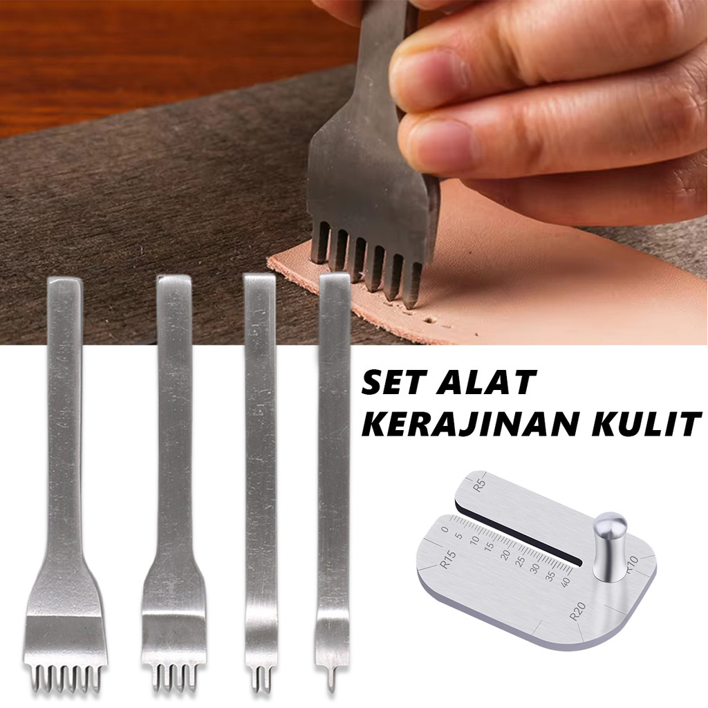 4IN1 4MM/5MM/6MM Alat Pelubang Kulit /Pembolong Kulit /Plong Kulit/Leathercraft Hole- Silver