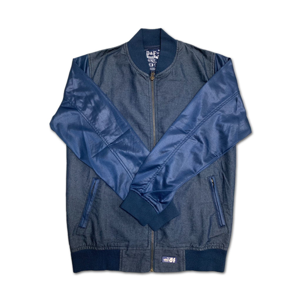 d&f Jaket Bomber Pria Denim Fabio / Cire - Biru