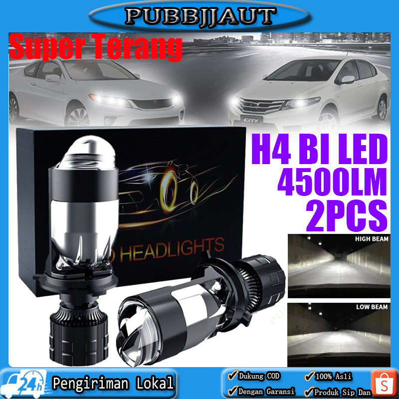 2 PCS 160W Lampu LED Projie H4 Mini Projector Lens Lensa Motor Mobil Headlamp Headlight H4 Mobil Mot