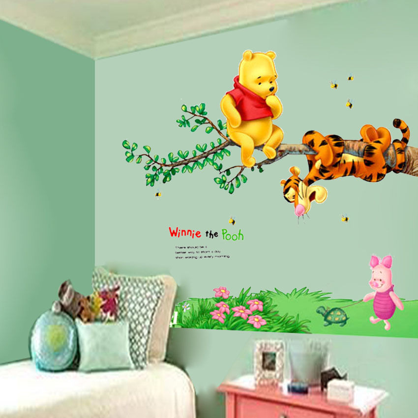 

Hot Animal cartoon Winnie Pooh tree wall stickers for kids rooms boys girl home decor wall decals home decoration wall paper