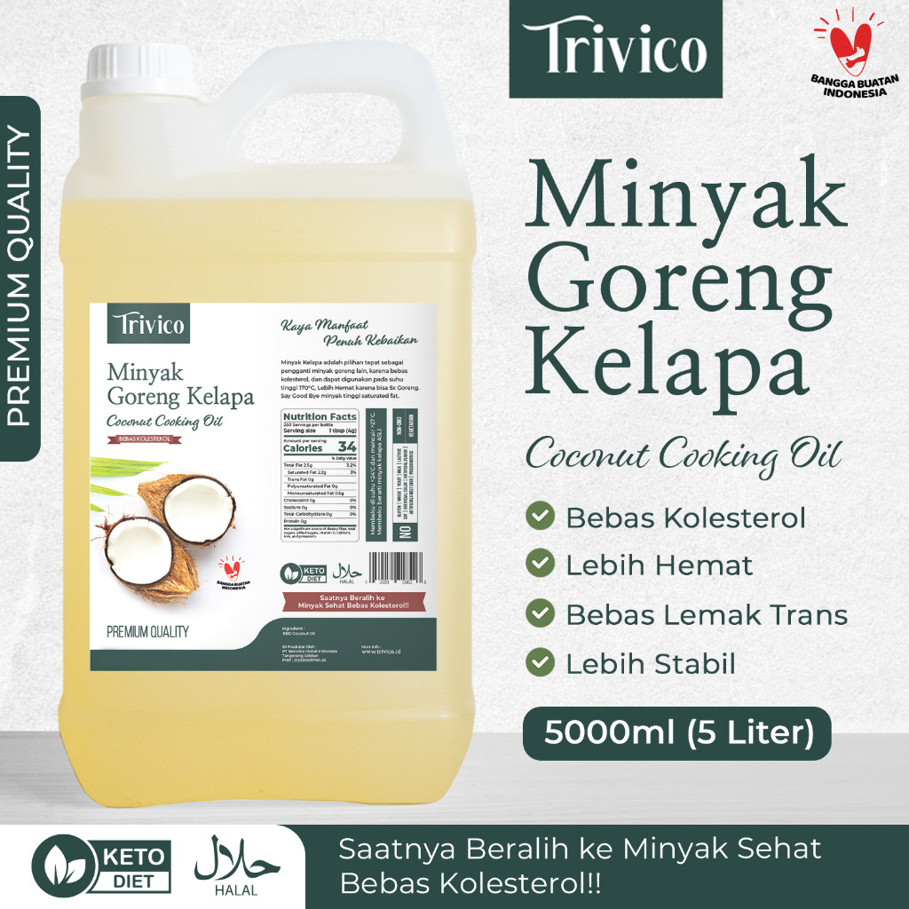 

Trivico Minyak Goreng Kelapa 5 Liter - Gurih & Sehat, 100% Murni Minyak Kelapa Asli