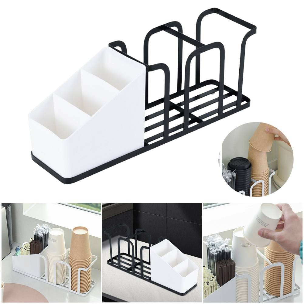 

Coffee Station Organizer Multifunction Disposable Coffee Cup Holder Organizer Coffee Condiment Storage Rack for Office Home