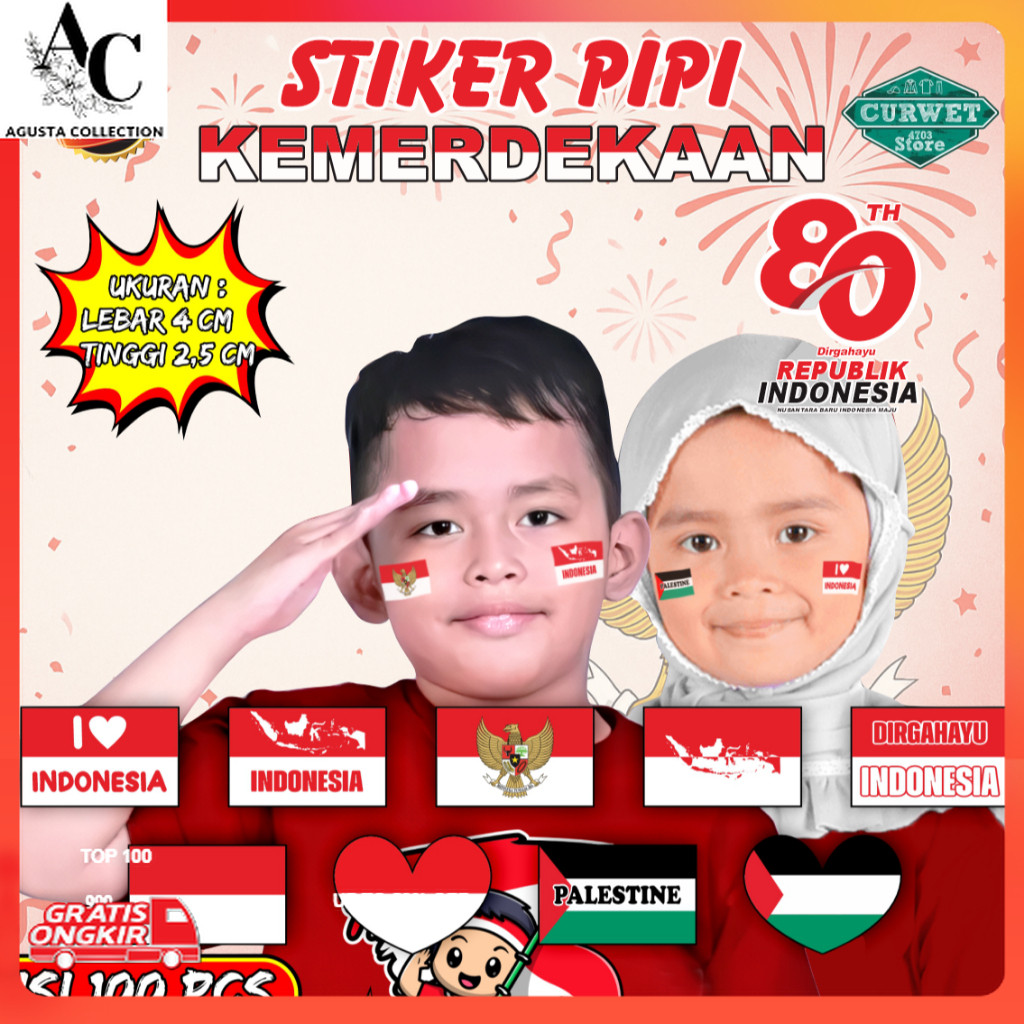 

Serba Agustus / STIKER PIPI KEMERDEKAAN HUT RI 17 AGUSTUS