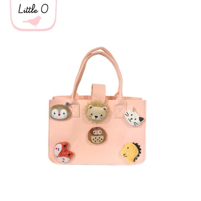 

3D Goodie Bag Kantong Ultah Anak Bahan Flanel Birthday Party - GB Pink Animal