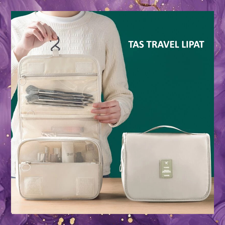 

(SBA) Tas Travel LIPAT Traveling Tempat Kosmetik Make Up Organizer Anti Air Portable Warna Cantik Lucu Bag TS1451D1