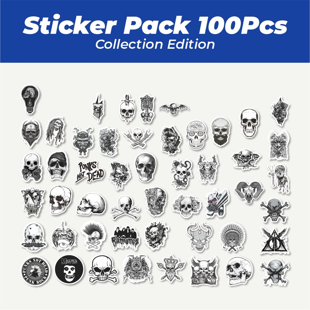 

Hot Stiker Punk Skull & Monster Art Classical Black & White Lucu Anti Air Stikers Berperekat Waterproof Sticker Decal Buat Motor Helm Buku Journal Koper Casing HP Laptop Botol Minum
