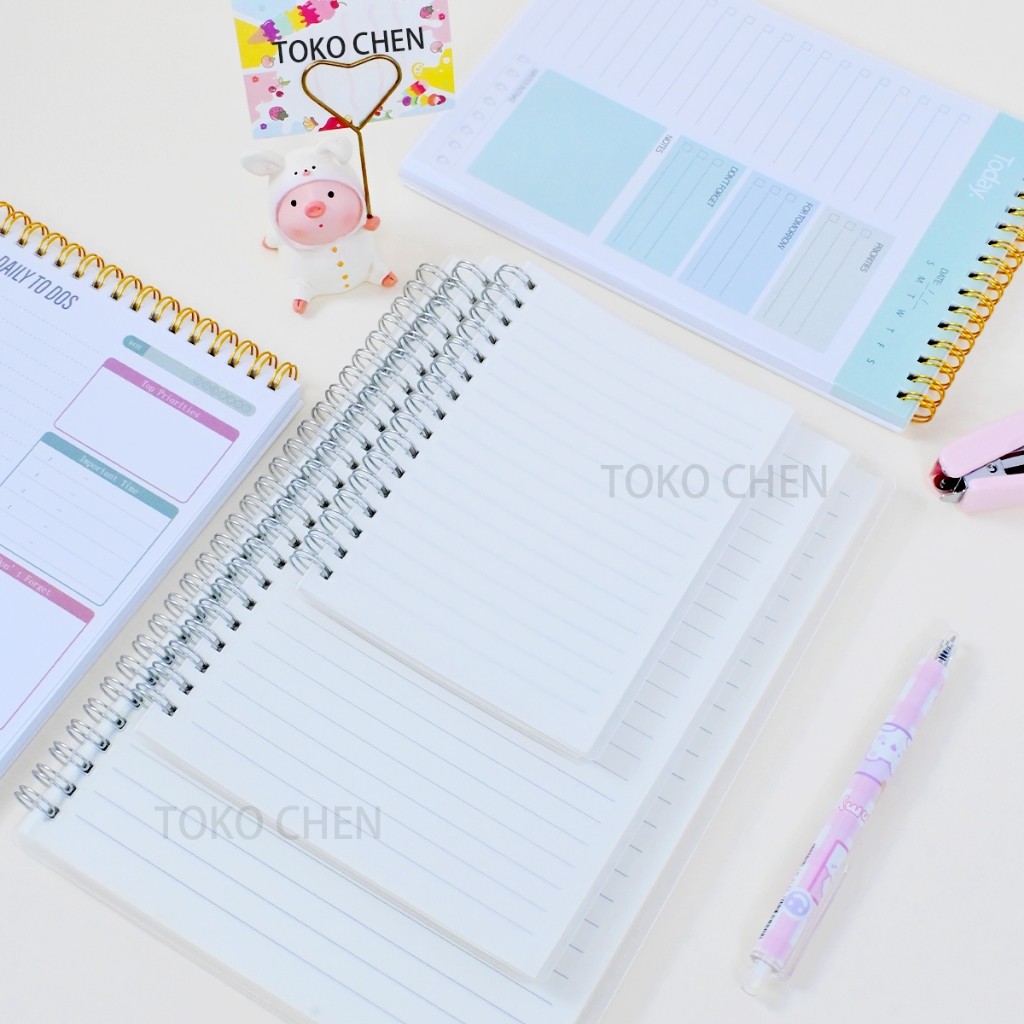 

A6 B5 A5 Buku Catatan Notebook Spiral Clear Garis Kotak Sketch Journal 70 lembar cover transparan