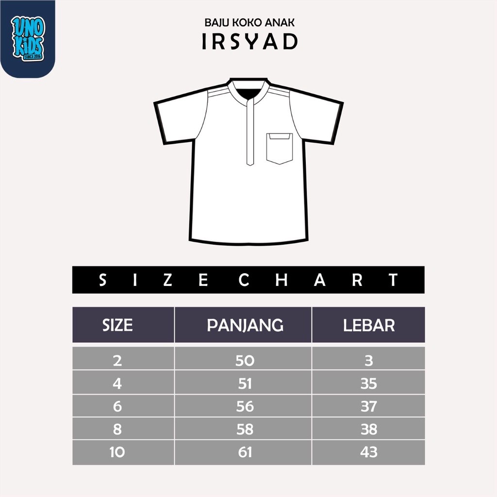 UNOKIDS - Baju Koko Anak IRSYAD (2-10 Tahun) || BAJU KOKO ANAK || BAJU MUSLIM || BAJU NGAJI || KEMKO