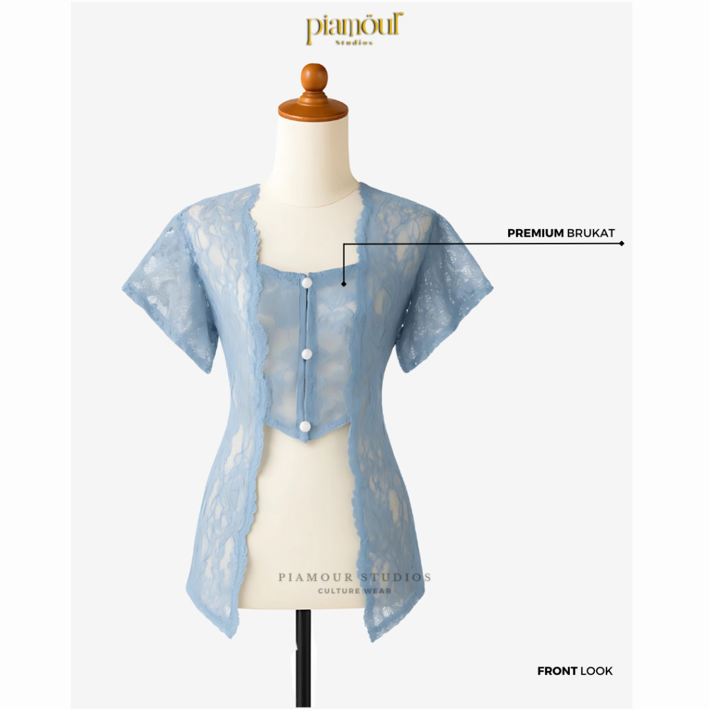 Premium Hagia Top Set Kebaya Kutubaru Modern Atasan Outer Kebaya Kutu Baru Lengan Pendek Baju