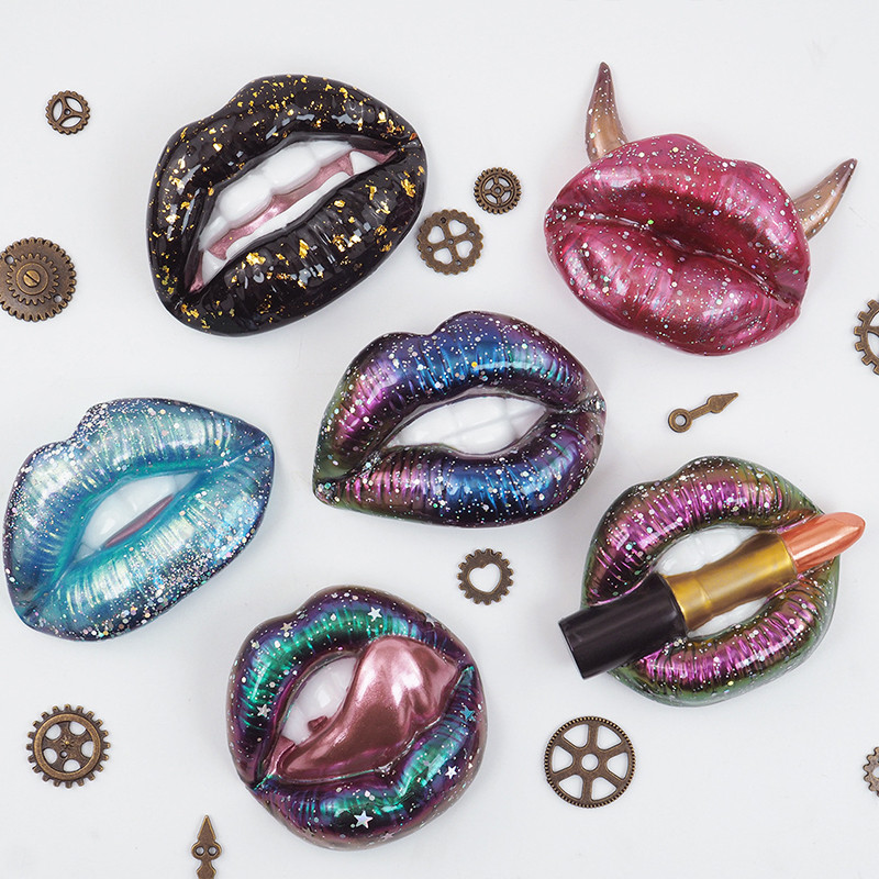 

3D Sexy Lip Mirror Silicone Mold Epoxy Resin Multiple Stereoscopic Lip Mould DIY Party Wedding Decor Room Tools Crafts Making