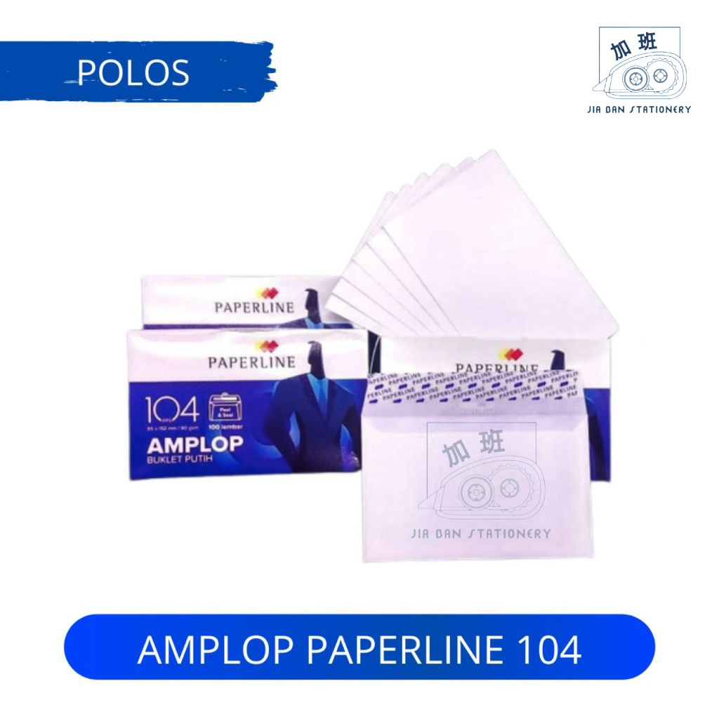 

Paperline Amplop 104 PPS Polos 95 x 152mm 80 GSM White Develope Plain 100 Lembar | JBS