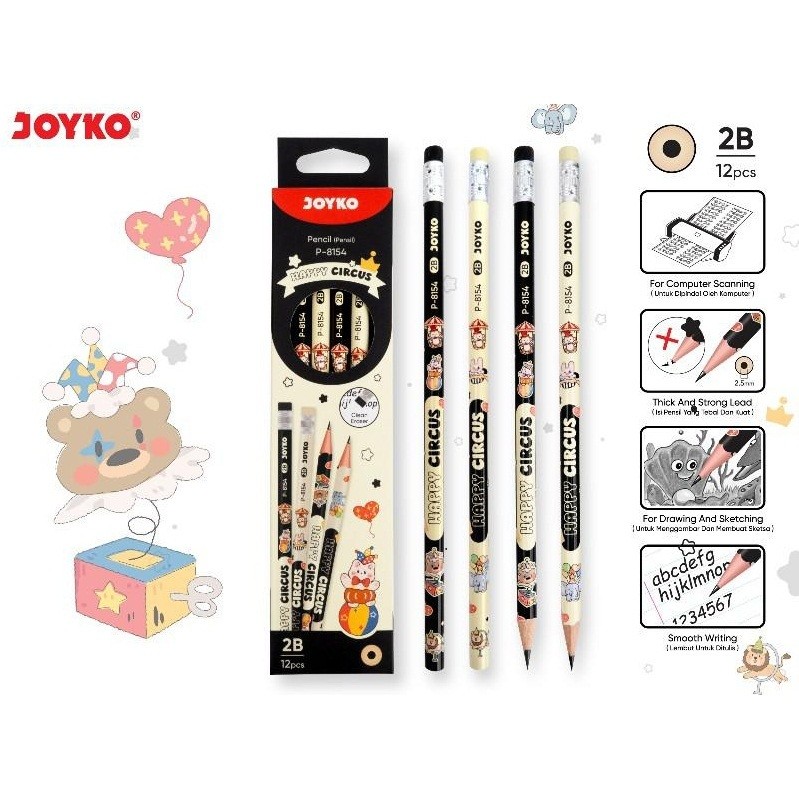 

Joyko pensil 2B happy circus P-8154 (harga lusin)