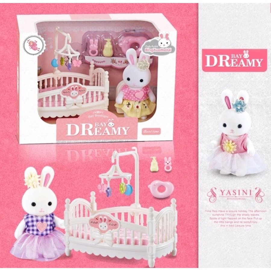 

Bed room yasini kasur tidur mainan ranjang boneka sylvanian kelinci rabbit doll playhouse mainan furniture boneka anak