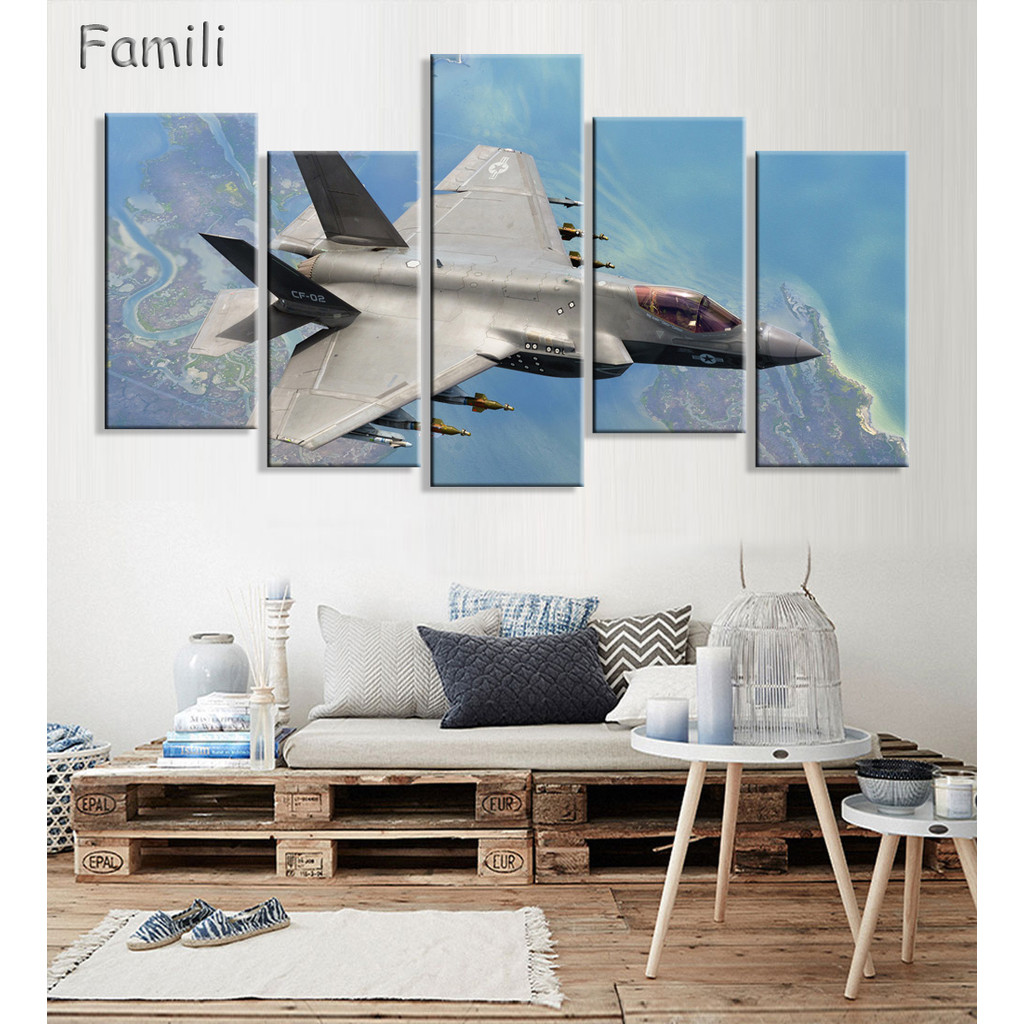 

Cuadros Painting By Numbers 5Pcs/set Modern Fighter Canvas Painting Combat Wall Picture Art For Living Room Unframed