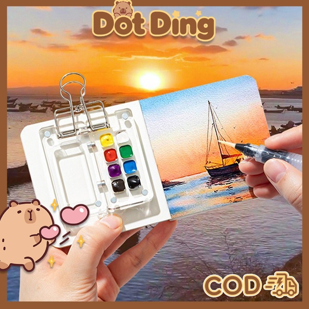 

[DOTDING] Kotak Cat Air Mini - Portable Watercolor Set Dengan Palet Akrilik, Perlengkapan Melukas & Sketching Untuk Travel, Journaling, Sekolah H726
