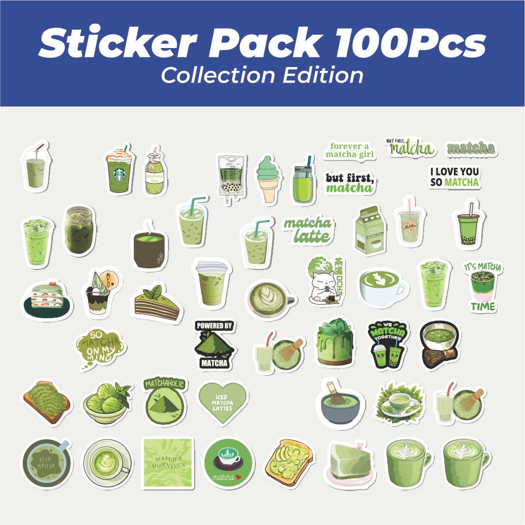 

Hot Stiker Minuman Matcha Lucu Anti Air Stikers Berperekat Waterproof Sticker Decal Buat Motor Helm Buku Journal Koper Casing HP Laptop Botol Minum