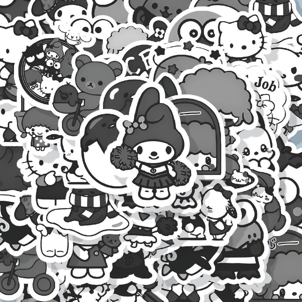 

100PCS Lucu Stiker Black and White Famous Cartoon Stiker Aesthetic Stiker Anti Air Stikers Berperekat Waterproof sticker decal buat Motor Helm Buku Journal Koper Casing HP Laptop Botol Minum Hadiah anak