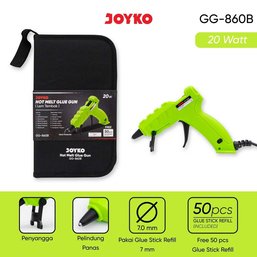 

Glue Gun GG-860B Lem Tembak 20W with Bag and Glue Stick Refill joyko