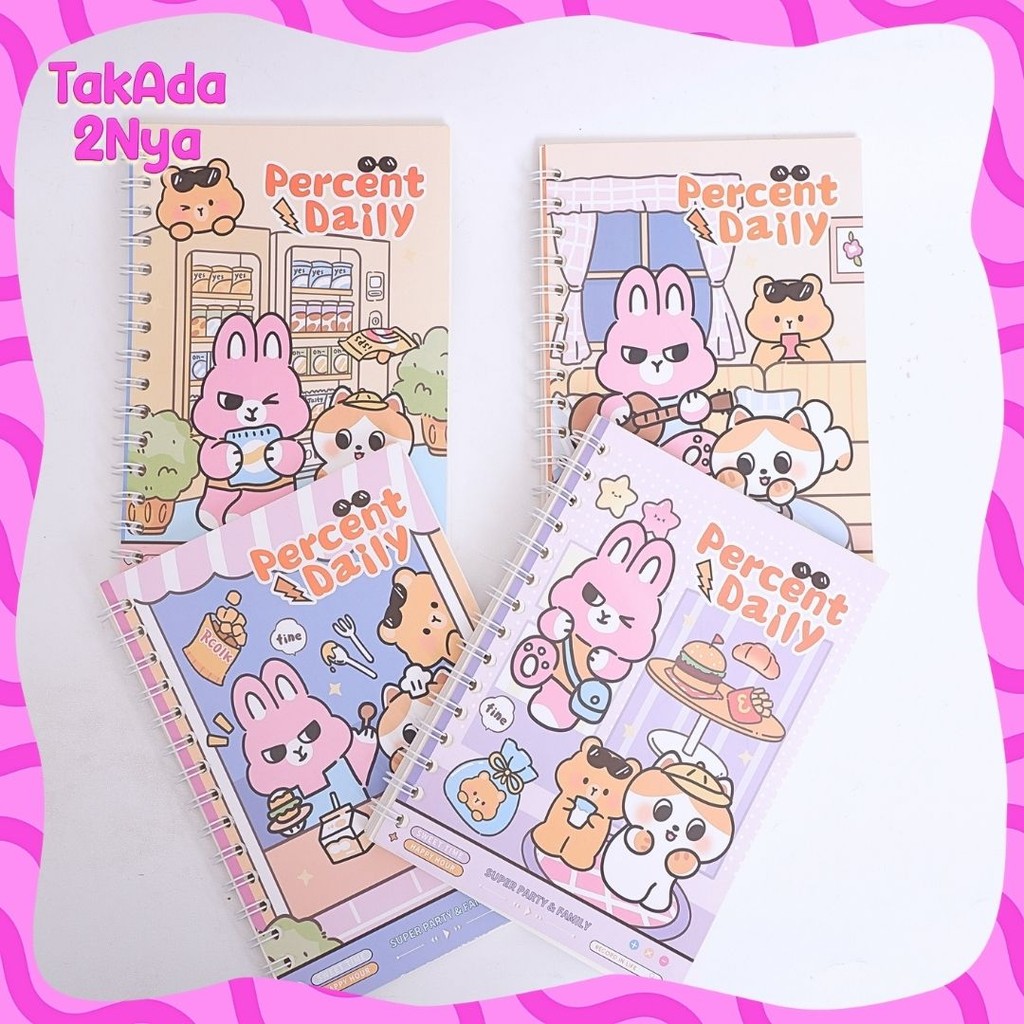 

Notebook Spiral BK-1871 Percent Daily A5 Diary Jurnal Harian Lucu Catatan Karakter Kelinci Lucu