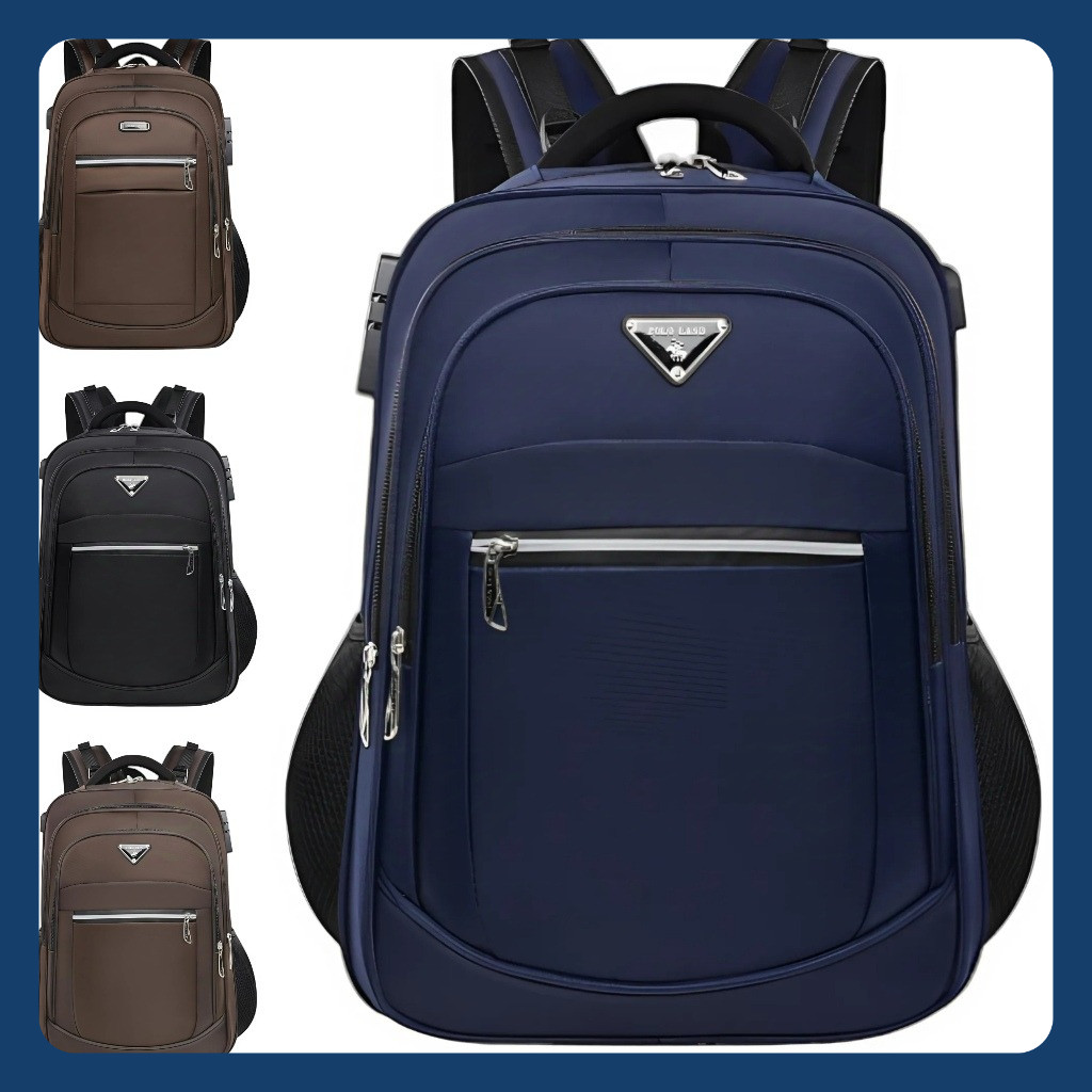 Tas Polo Land 18 IN Tas Ransel Kerja Tas sekolah Kunci Usb Port POLO Import