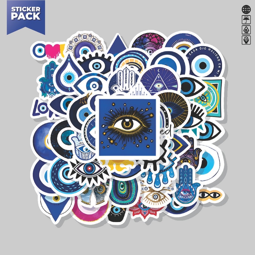 

[100PCS]Stiker Pack Stiker Evil Blue Eyes Series [Seri Mata Biru] Aesthetic Vinyl Anti Air Dekorasi Sticker Laptop Buku Journal Koper Helm Casing HP Gitar Helm Skateboard