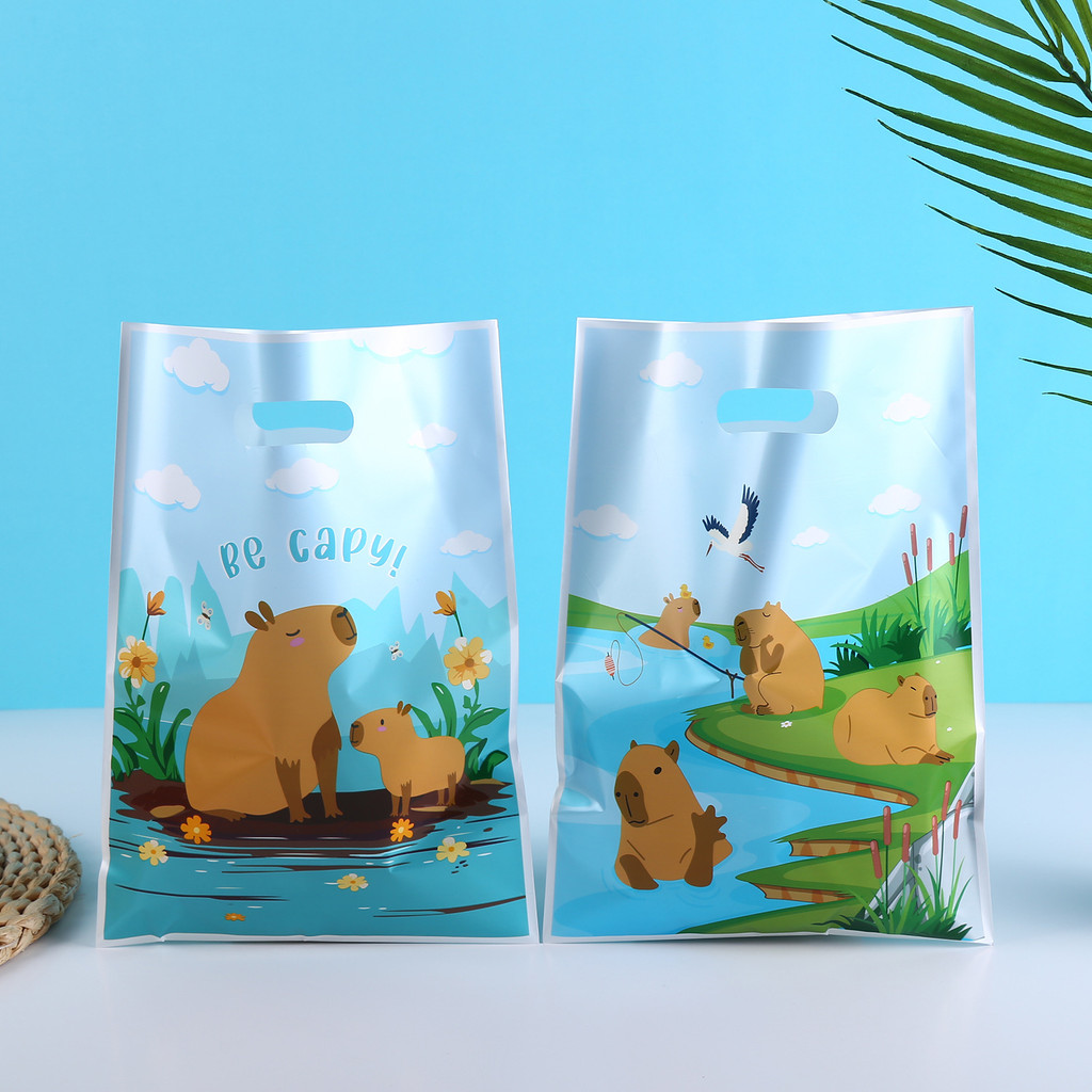 

10/30/50pcs Capybara Party Gift Bags Cartoon Animal Capybara Pattern Plastic Gift Bags Kids Birthday Baby Candy Packaging Bags