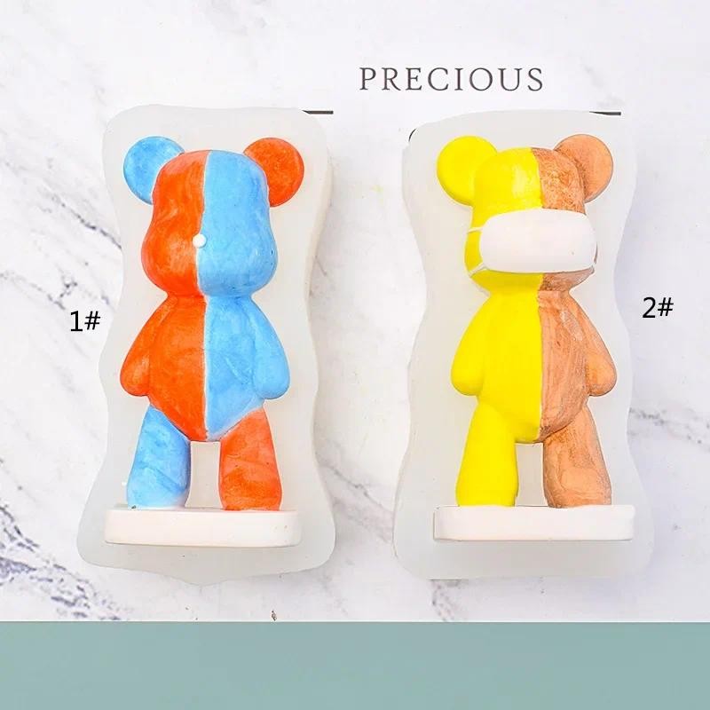 

3D Cartoon Bear Candle Silicone Mold Cute and Profitable Bear Gypsum Crafts Resin Cement Mold DIY Sugar Chocolate Baking Mold