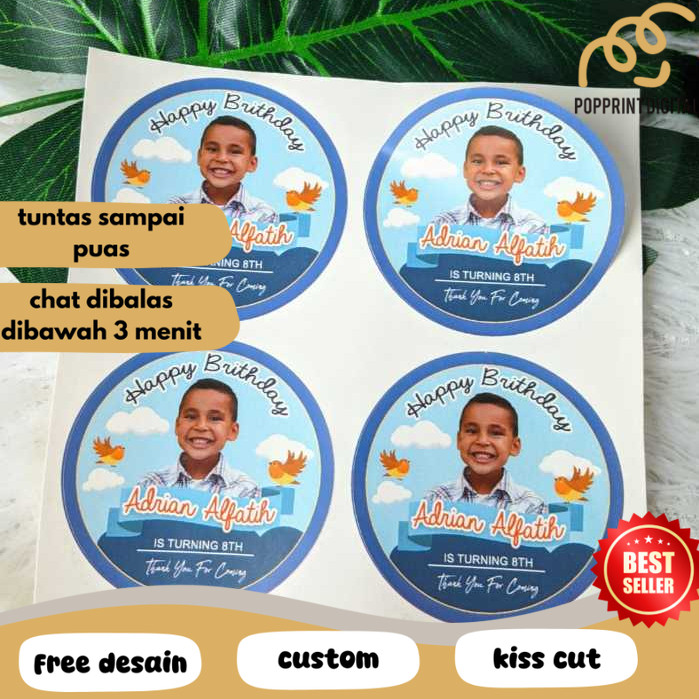 

PpD Sticker Bulat Kecil 2-4 Ulang Tahun Anak Stiker Ultah Free Design Template Birthday Chromo
