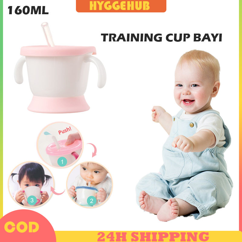 Gelas Minum Bayi Silikon Straw Training Cup Gelas Susu Bayi Sippy Cup Sedotan Anti Tumpah Anti Pecah