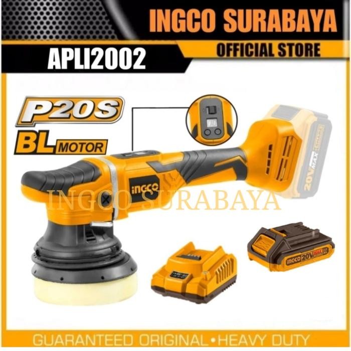 INGCO APLI2002 BRUSHLESS ANGLE POLISHER CORDLESS MESIN POLES CAT MOBIL