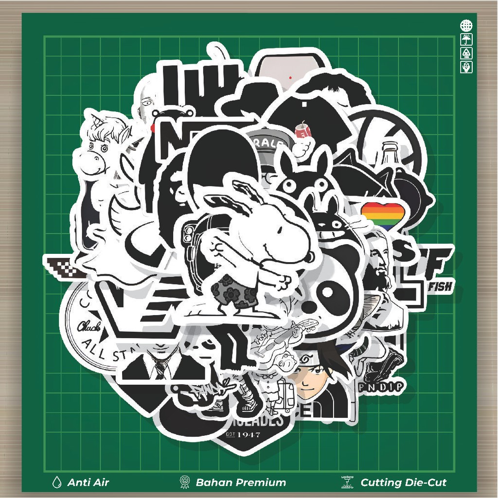 

HOT 50 PCS STIKER Stiker Funny White and Black Custom [Kustom Putih dan Hitam Lucu] Stiker Fashion Cars Decal Dingin Kartu Album Custom Vinyl Anti Air- Sticker Aesthetic Buku Journal Koper Casing HP Tablet Laptop Helm Motor Botol Minum