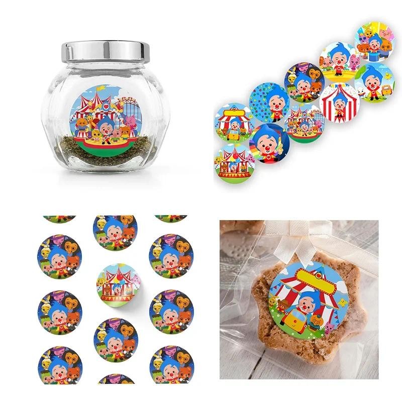 

Cartoon Disney Clown Theme Round Stickers Labels Kids Birthday Party Decorations Cookie Candy Gifts Wraps Supplies