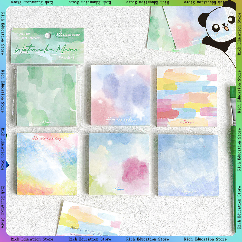 

100 Sheets Romantic Illusion Gradient High Aesthetic Value Sticky Notes Ins Non-Sticky Memo Paper Notebook Writing Pad Material