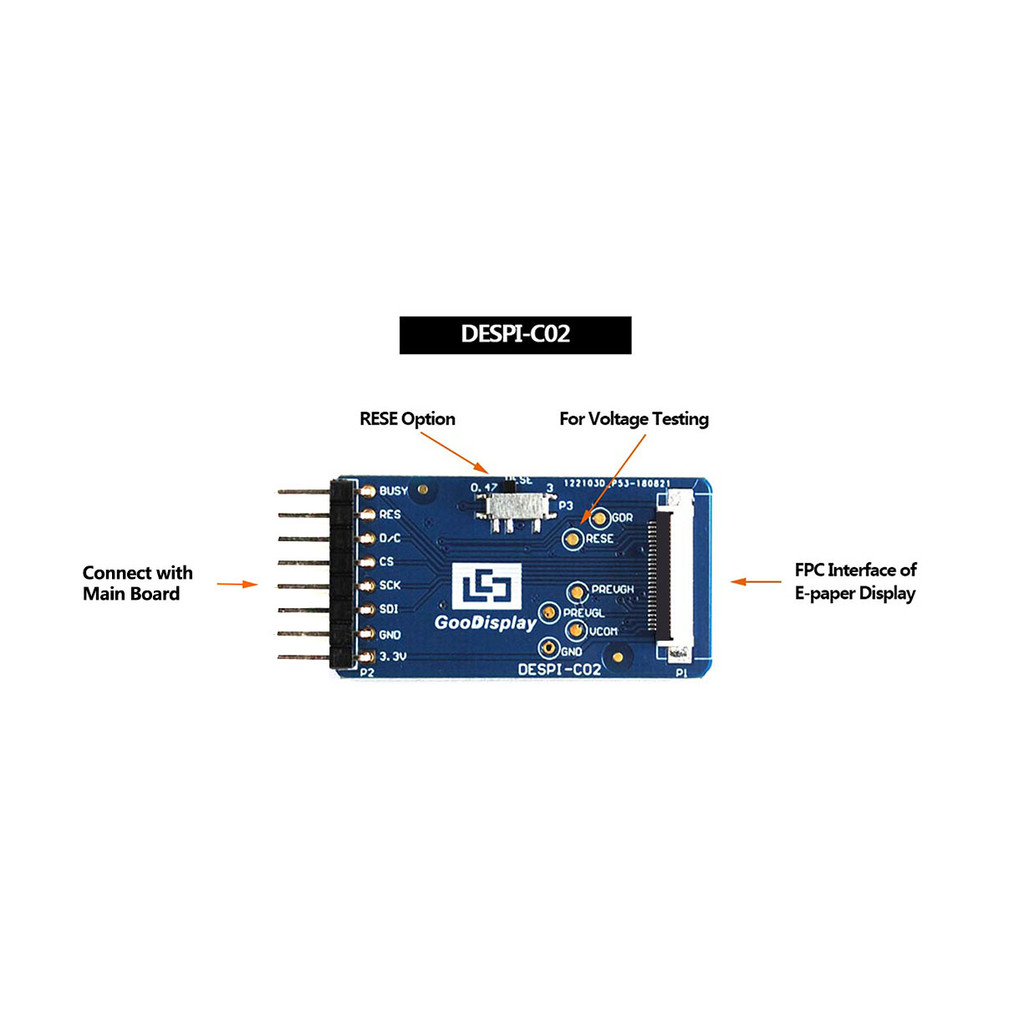 

4.2 inch E-Paper Display 400x300 Resolution With Epaper HAT Connector Board, GDEY042T81 with adapter board