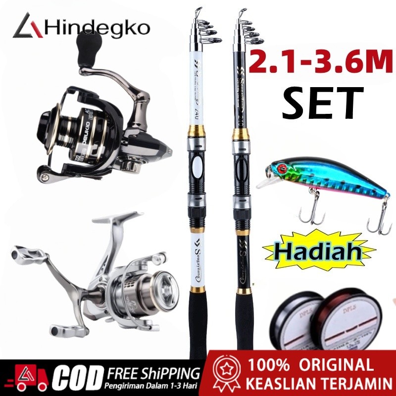 COD Joran Pancing Set 180-330cm Telescopic Pancingan Set Lengkap