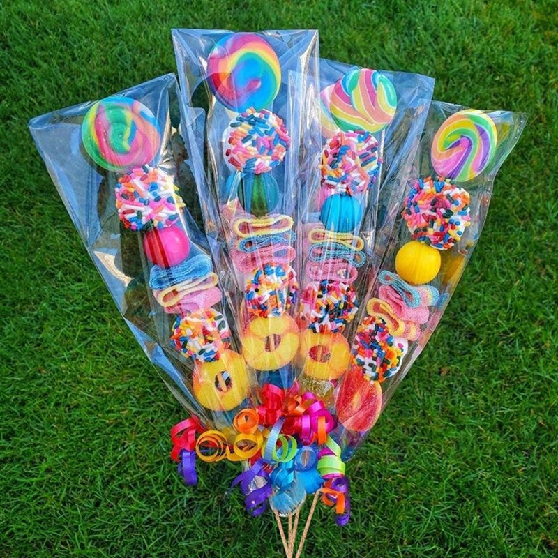 

50/100Pcs 8x28cm Clear Candy Cookies Bags Cellophane Treat Bags with Twist Ties Food Gift Packaging Wedding Birthday Party Decor