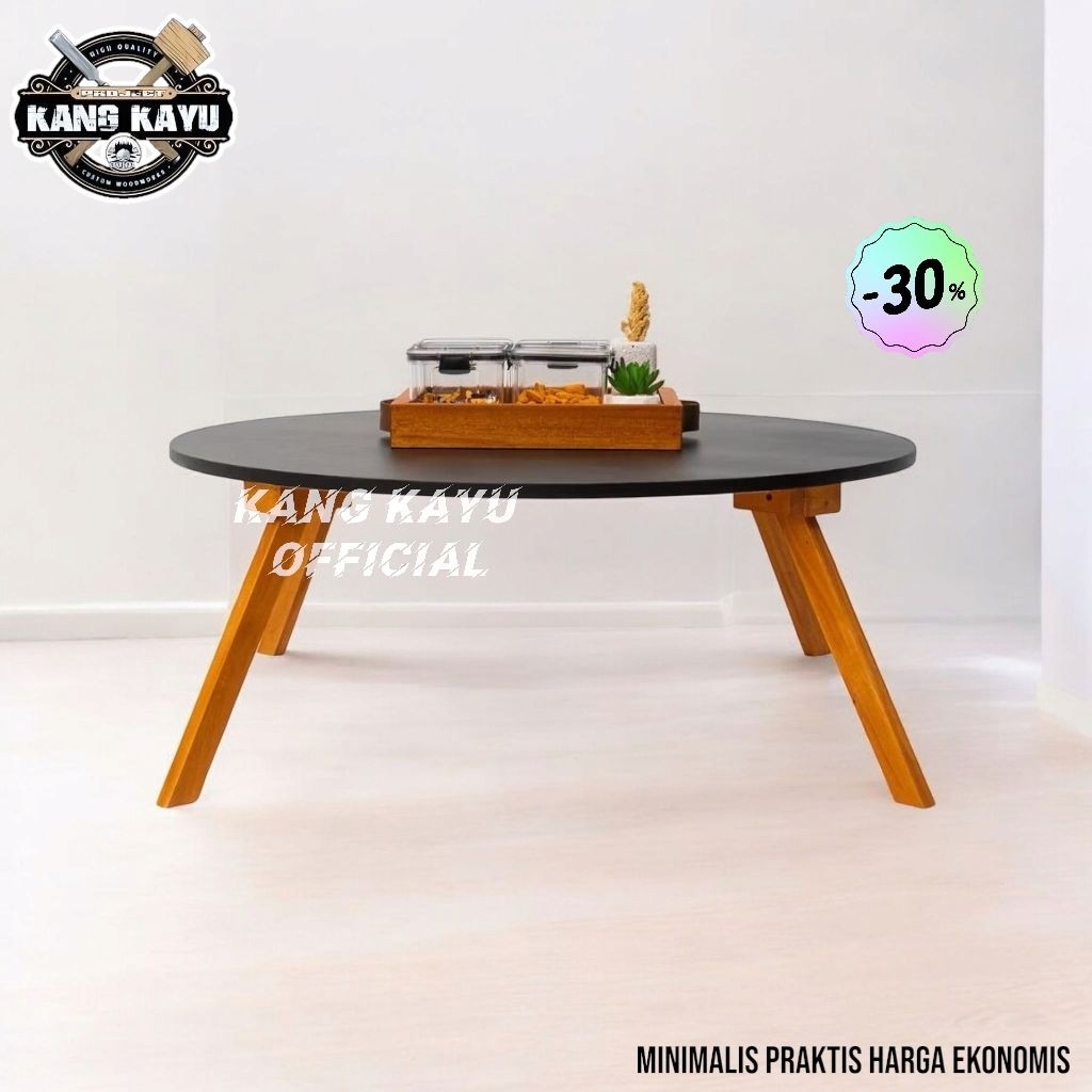 Kang Kayu Meja Bulat Minimalis Meja Bundar Aesthetic Meja Bulat Ruang Tamu Diameter 80cm