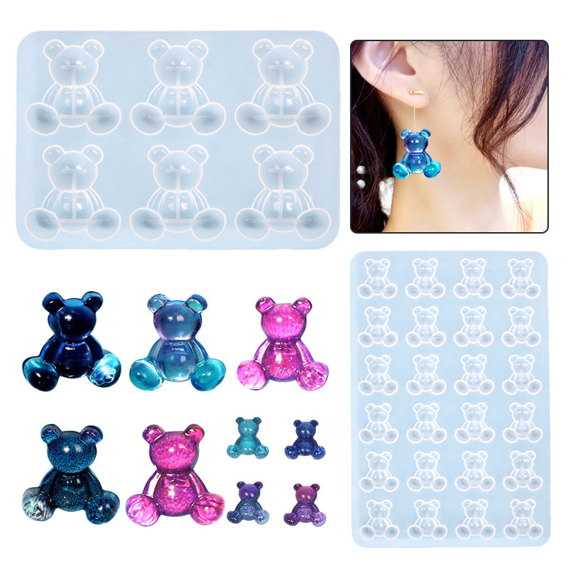 

DIY Crystal Epoxy Resin Mold Bear Earring Brooch Hairpin Violent Bear Silicone Mold