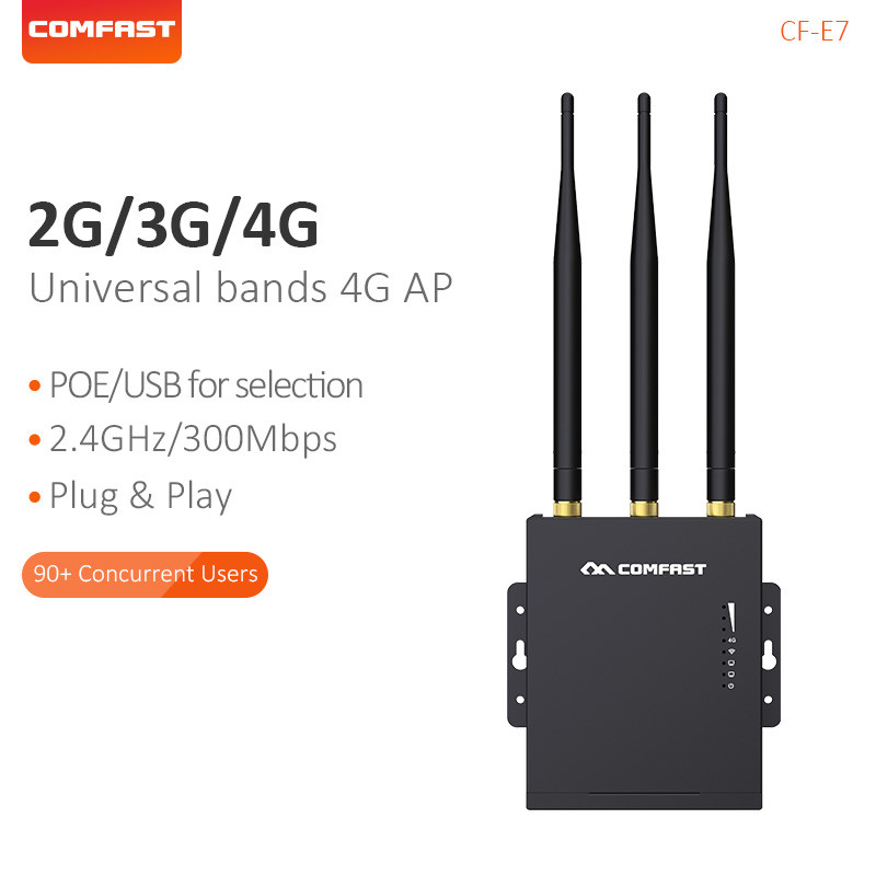 Comfast 2.4G High-Speed Outdoor 4G LTE Wireless AP Wifi Router Plug and Play CF-E7 Modem for IP Came