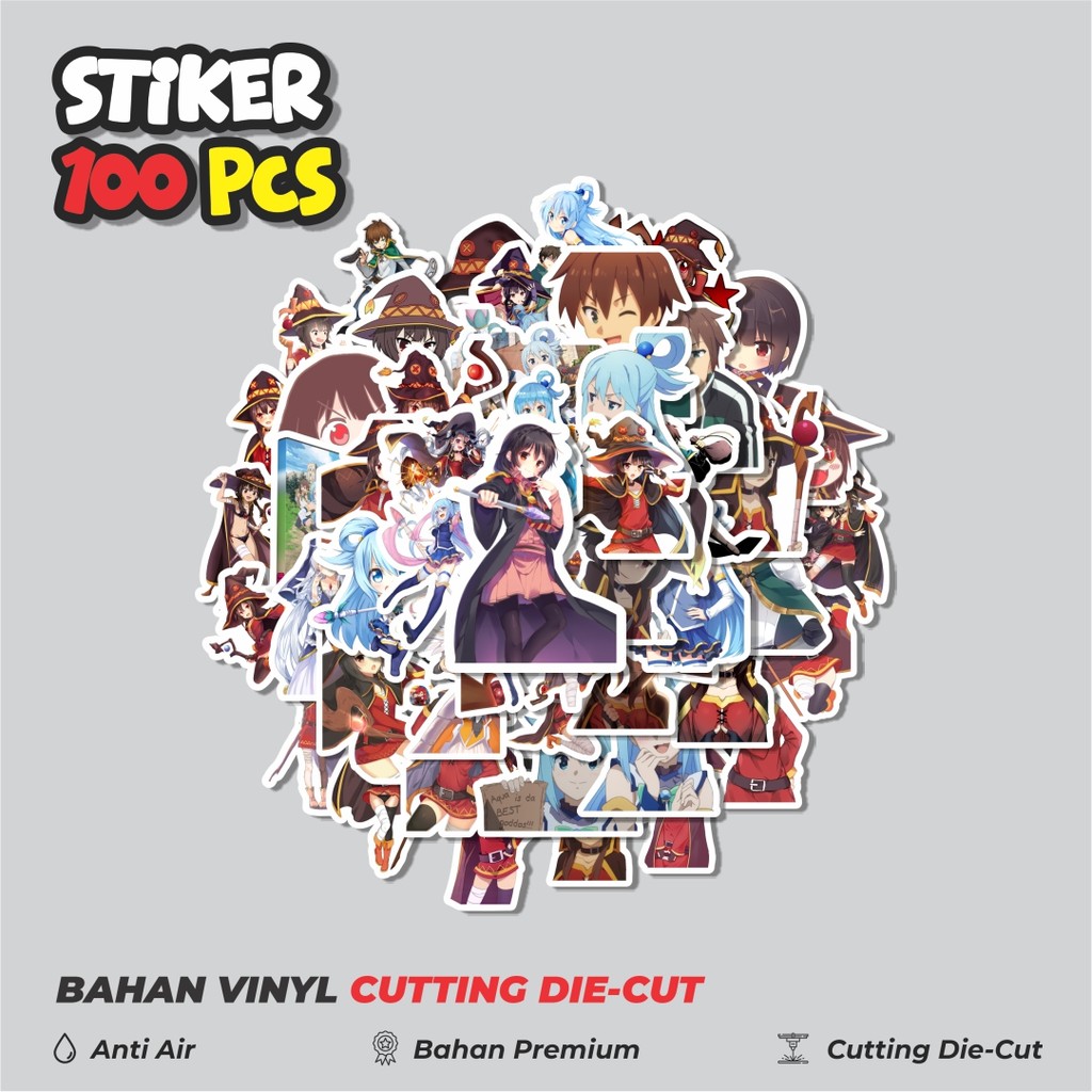 

Terbaru! 50 pcs Stiker Anime Series Konosuba Character Mix Dekorasi Lucu Kreatif untuk Notebook, Skateboard, HP