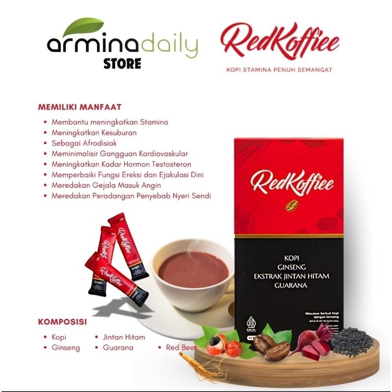 Red Koffiee  Red Coffee Kopi Merah Kopi Stamina   armina daily ( 1 Box isi 10 Sachet )