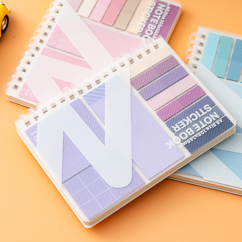 

Ins Aesthetic Soft Coil Refillable Notebook Multi-Functional Sticky Notes Set with Index Tabs & Ruled Filler Paper for School