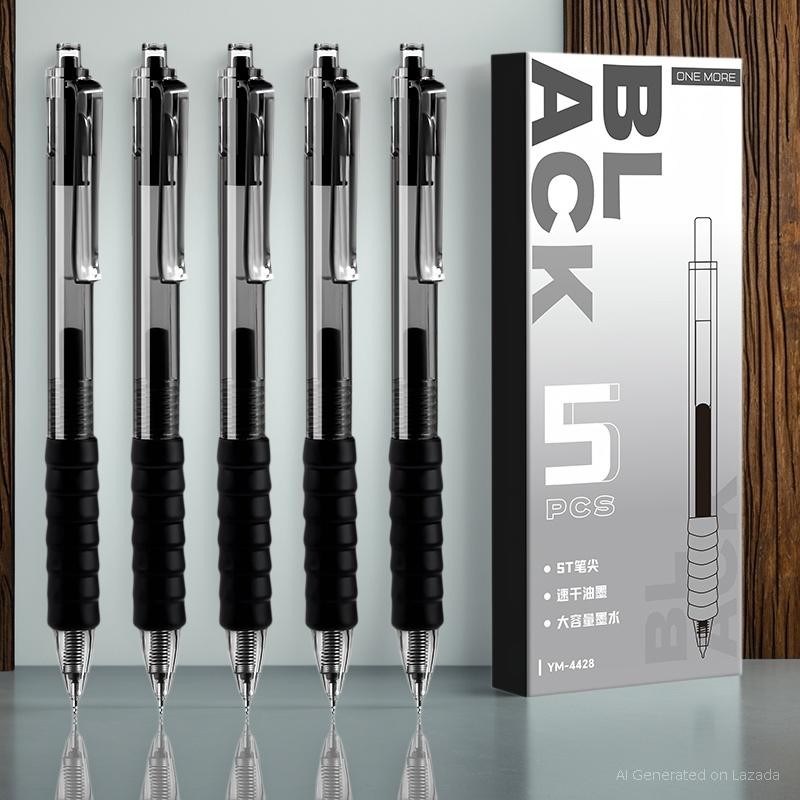 

VIRAL!! PULPEN GEL MEKANIK 1 SET ISI 5 PCS TINTA HITAM EDISI SUPER JET BLACK MYSTERIOUS COOL 0,5 MM